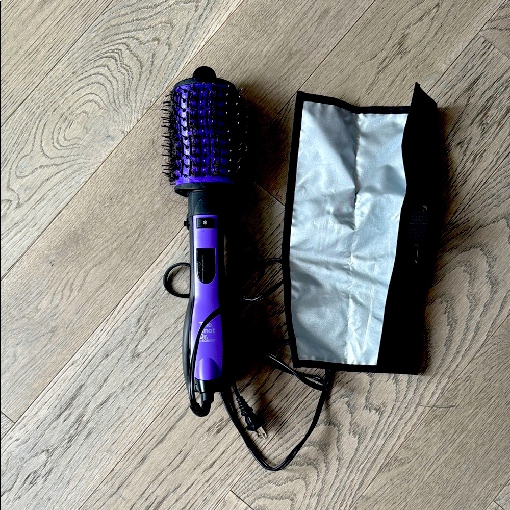 Purple Hair Styling Brush with Silver heating pad CONAIR